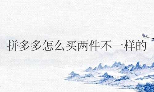 拼多多怎么买两件不一样的一起付款