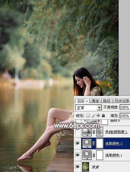 Photoshop为湖景人物图片打造出唯美的红褐色效果